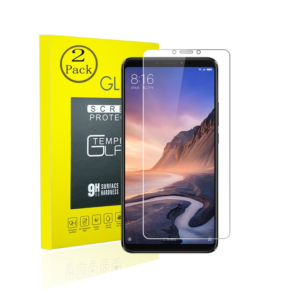 [2 แพ็ค] Xiaomi Mi Max 3 ปกป้องหน้าจอกระจกนิรภัยฟิล์มป้องกัน 9H Hardness Bubble Free Anti-Fingerprint