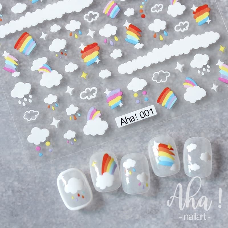 สติกเกอร์ติดเล็บลายเมฆรุ้งน่ารักมากได้มาไม่เยอะไม่ต้องเพ้นส์ให้เมื่อย