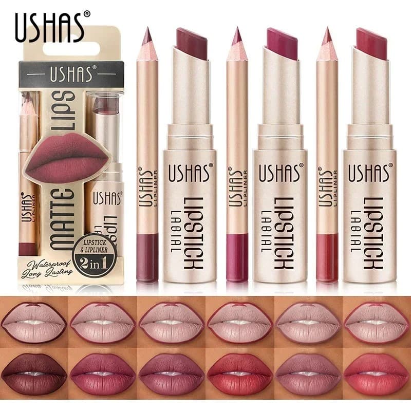 12 สี Lip Liner Long-lasting Easy Coloring Non-Stick Cup Long-lasting Waterproof Matte ลิปสติกลิปสติกชุด