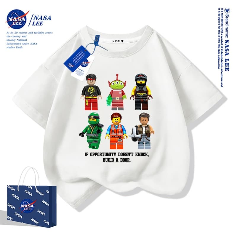 [พร้อมส่ง] เสื้อแขนสั้นเด็ก NASA x เลโก้ คนตัวต่อ ผ้าฝ้าย 100% ลายน่ารัก ใส่สบายระบายอากาศดี