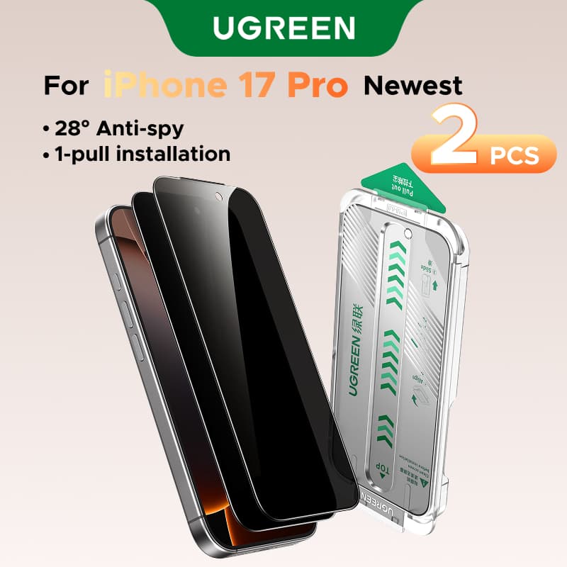【for iPhone 17 Series】UGREEN ฟิล์มกระจกนิรภัยกันมองความเป็นส่วนตัว  มีอุปกรณ์ช่วยติดตั้งแบบดึงออกได้ภายในกล่อง สําหรับ iPhone 17 Pro Max  iPhone 17 Air