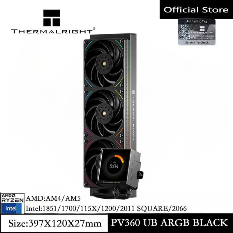 Thermalright PEERLESS VISION 360 UB ARGB CPU Water Cooler หน้าจอ 3.95 นิ้ว DIY Setup CPU Liquid Cooler สําหรับ LGA 1851/1700/ AMD AM5/AM4