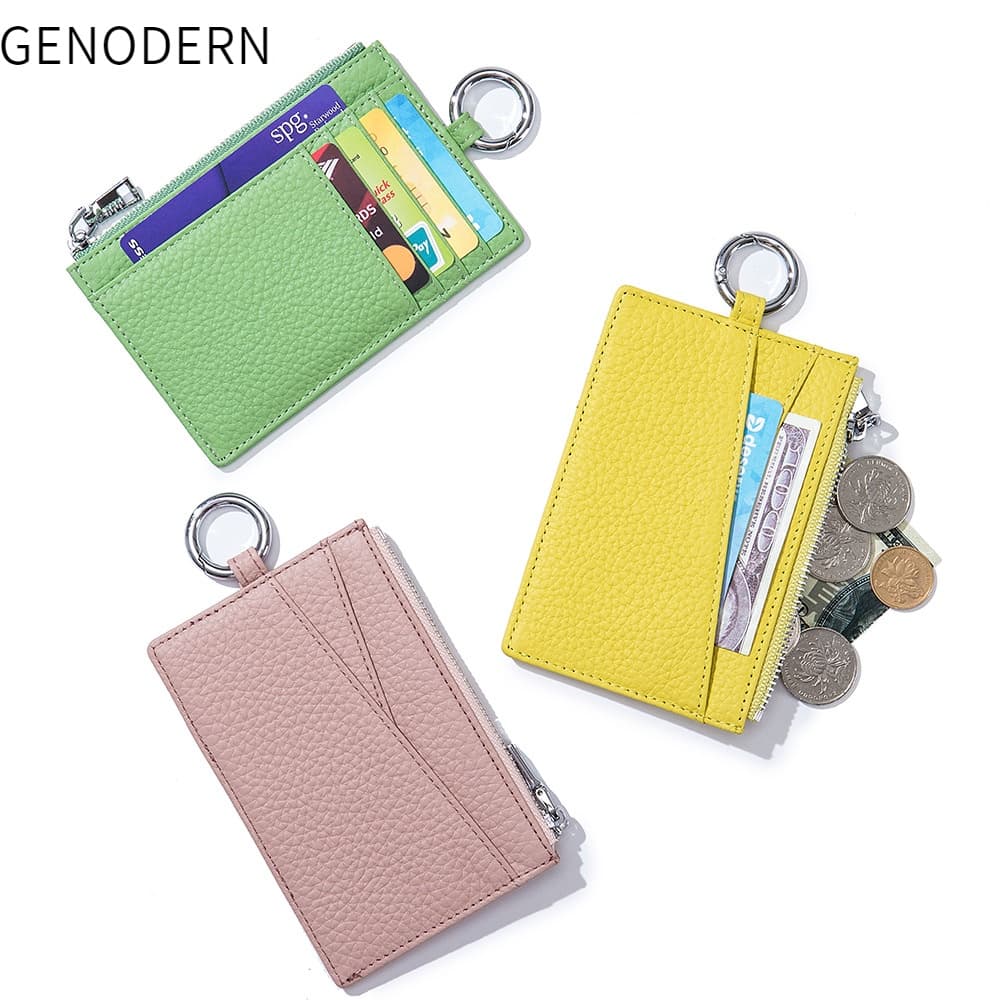 Genodern กระเป๋าใส่เหรียญ หนัง อเนกประสงค์ มีซิป บางเฉียบ