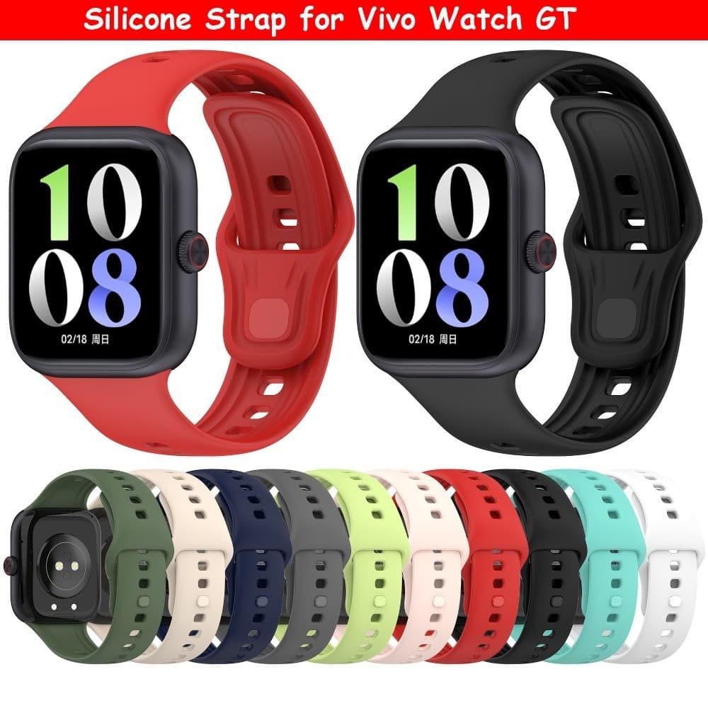 สร้อยข้อมือสายนาฬิกาซิลิโคนสําหรับ vivo Watch GT สายนาฬิกาสายรัดข้อมือแบบนุ่มเข็มขัดกันน้ํา Replacing กีฬาสายรัดข้อมือแบบปรับได้