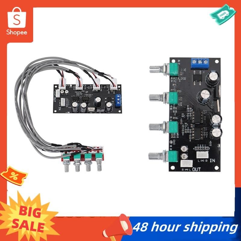 พร้อมสต็อก NE5532 Amplifier Tone Preamp Board Treble Bass Midrange Volume Tone Control Adjustment Pre-Amplifier