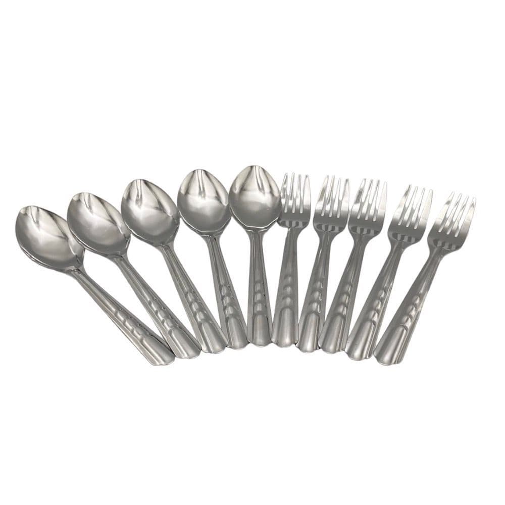[สินค้าส่งด่วน] คุ้มค่า ช้อนส้อมลายก้างปลา0.5มม.10ชิ้น KHUM KHA ALUMINUM DOUGHS COOP3MM.10PCS