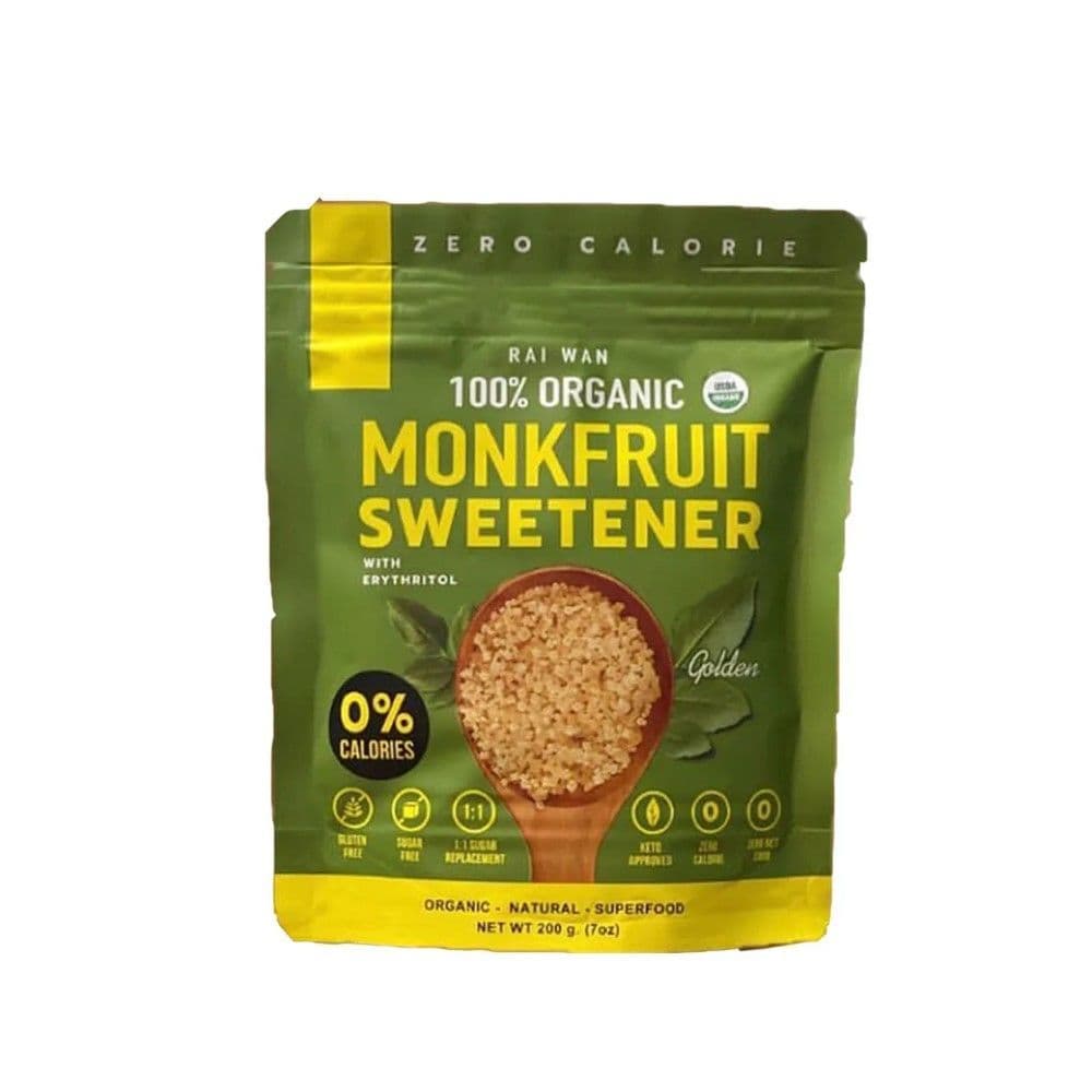 [สินค้าส่งด่วน] ไร่หวาน น้ำตาลหล่อฮั่งก้วยรุ่นสีทอง 200ก RAIWAN ORGANIC GOLDENSUGAR MONKFRUIT200G
