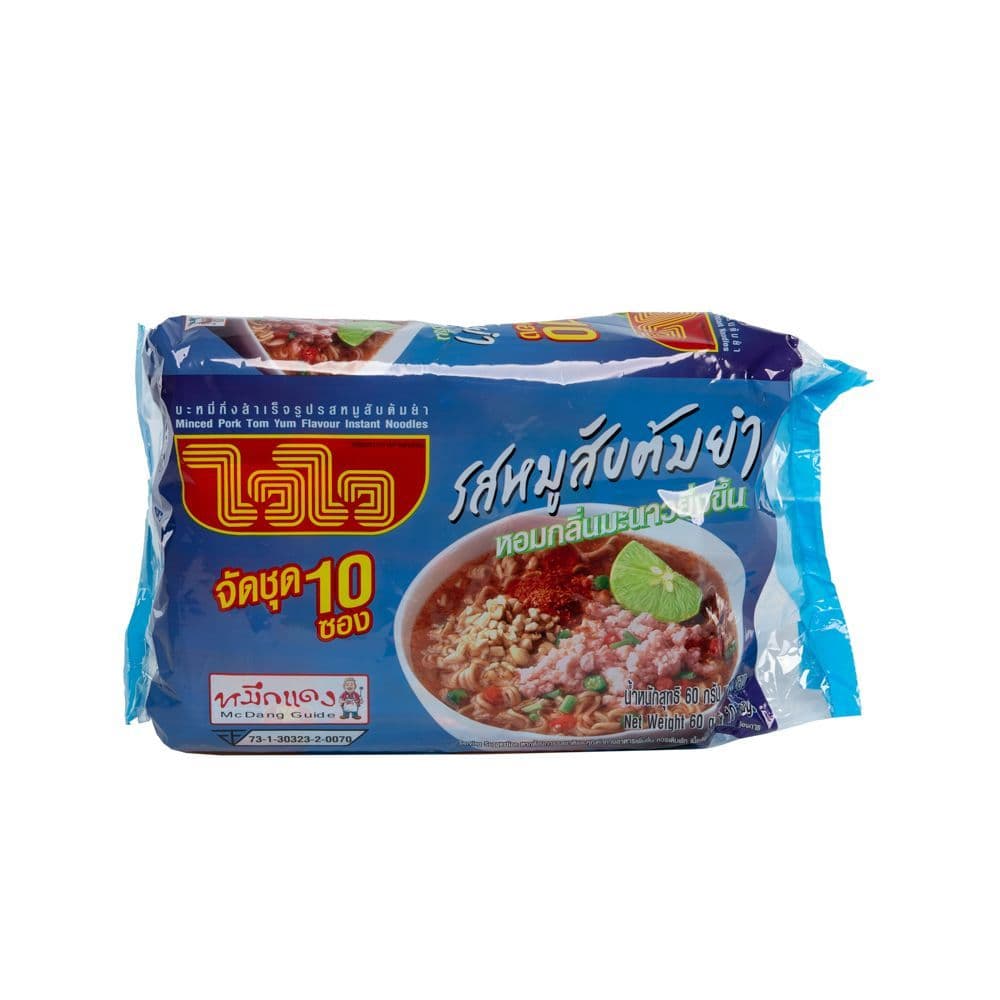 [สินค้าส่งด่วน] ไวไวบะหมี่ หมูสับต้มยำ 60ก.X10 WAIWAI INSTANT NOODLE TOMYUM PORK 60G.PACK 10