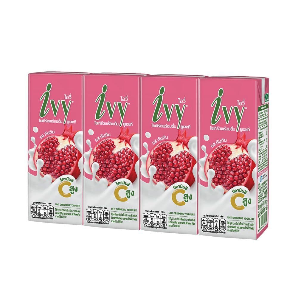 [สินค้าส่งด่วน] ไอวี่โยเกิร์ตพร้อมดื่ม รสทับทิม180มล. แพ็ค 4 IVY DRINKING YOGHURT POMEGRANATE 180 ML. PACK 4