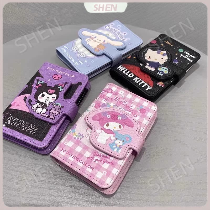 .Multi-card Holder HelloKitty &amp; Kuromi ออกแบบคิ้วท์ มีลายหมาขนนุ่มสีซินนามอน สำหรับพกพาหลายบัตรและกระเป๋าเก็บของ