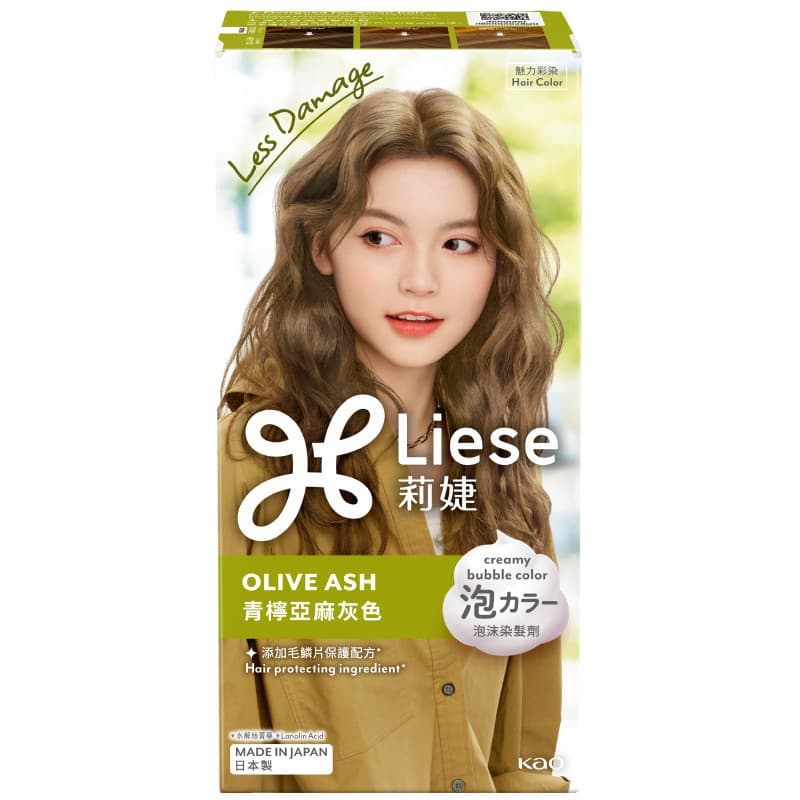 ลิเซ่โฟมเปลี่ยนสีผมครีมมี่บับเบิ้ลคัลเลอร์น้ำตาลเทาอ่อนเหลือบเขียว Liese Olive Ash HCF [หมายเลขบาร์โค้ด 8851818174856]