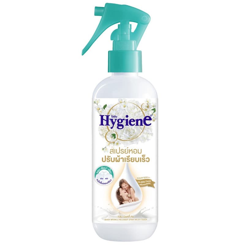 ไฮยีนสเปรย์หอมปรับผ้าเรียบเร็วกลิ่นมิลค์กี้ทัช 220มล. Hygiene Spray MilkyTouch 220ml [หมายเลขบาร์โค้ด 8850092300357 ]