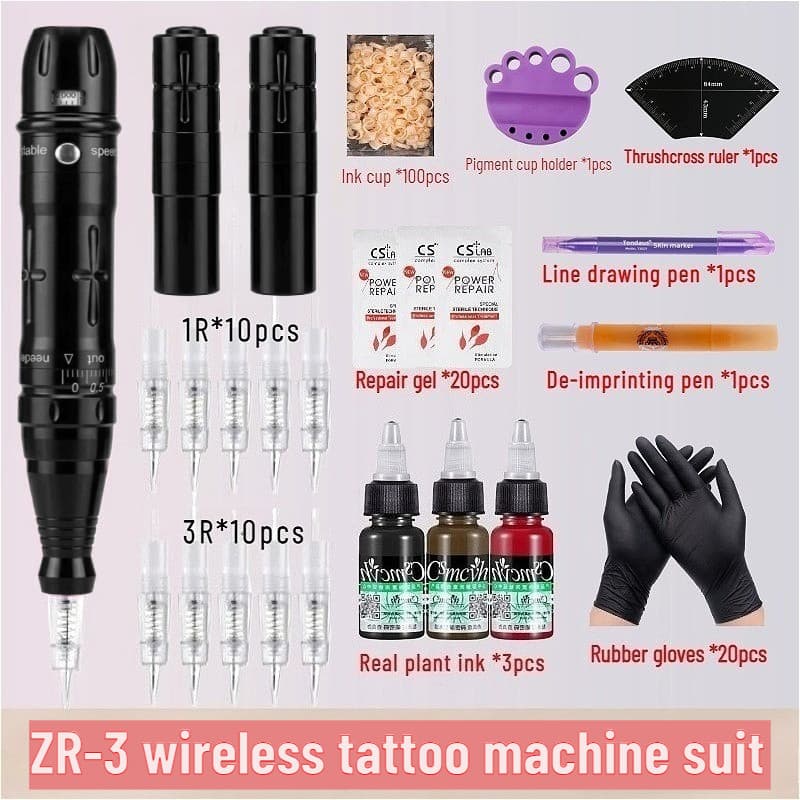 "มีจําหน่าย" ปากกาสักกึ่งถาวร ZR-3 ชุดเครื่องไร้สาย PMU eyebrow Lip liner Micro-ย้อม Lip gloss professional Micro-Tattoo ปากกาชุดอุปกรณ์