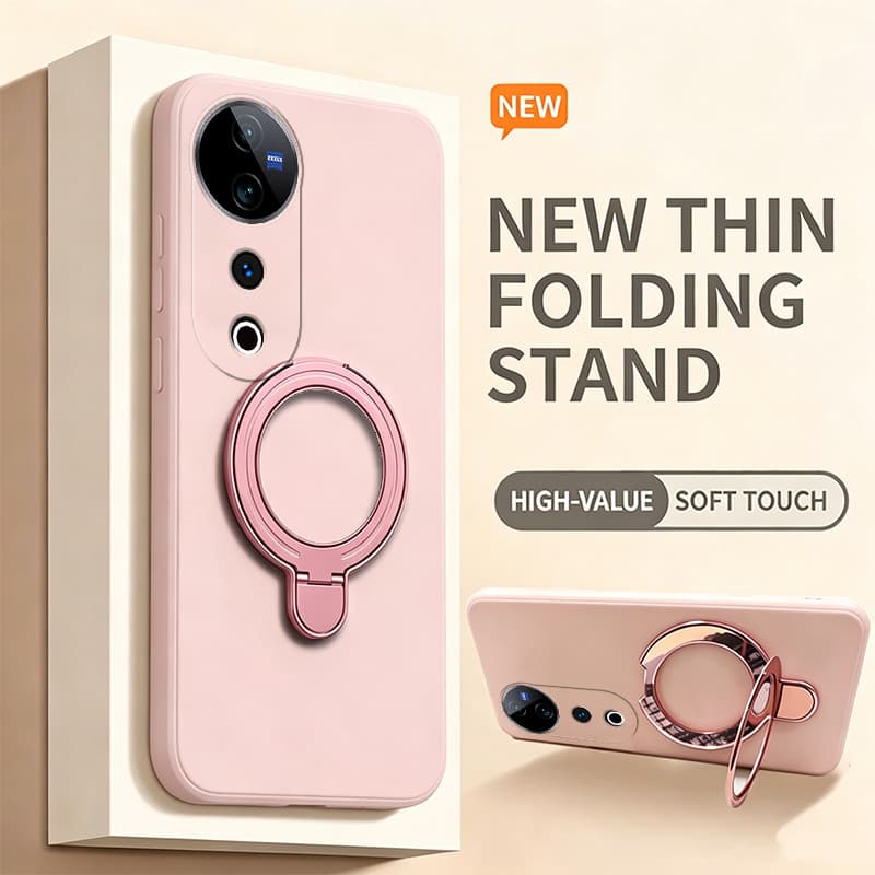 PBZZ สําหรับ VIVO V40 V50 V60 v60e V70 fe PRO V70E LITE V40 v50 5g โทรศัพท์กรณี Softcase ซิลิโคนกันกระแทกออกแบบใหม่ความงามพร้อมผู้ถือสําหรับสาวน่ารักสีชมพู YTXUZJ1