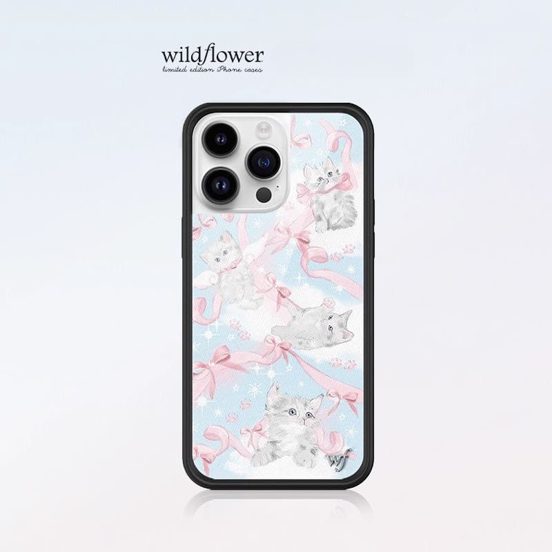 ดอกไม้ป่าลูกแมวรอบเคสโทรศัพท์สําหรับiPhone 12 13 14 15 16 Pro Max 14 15 16 PlusซิลิโคนAnti-FallingกันกระแทกปกหลังWFปลอกสําหรับiPhone 17 Pro Max 17 Air