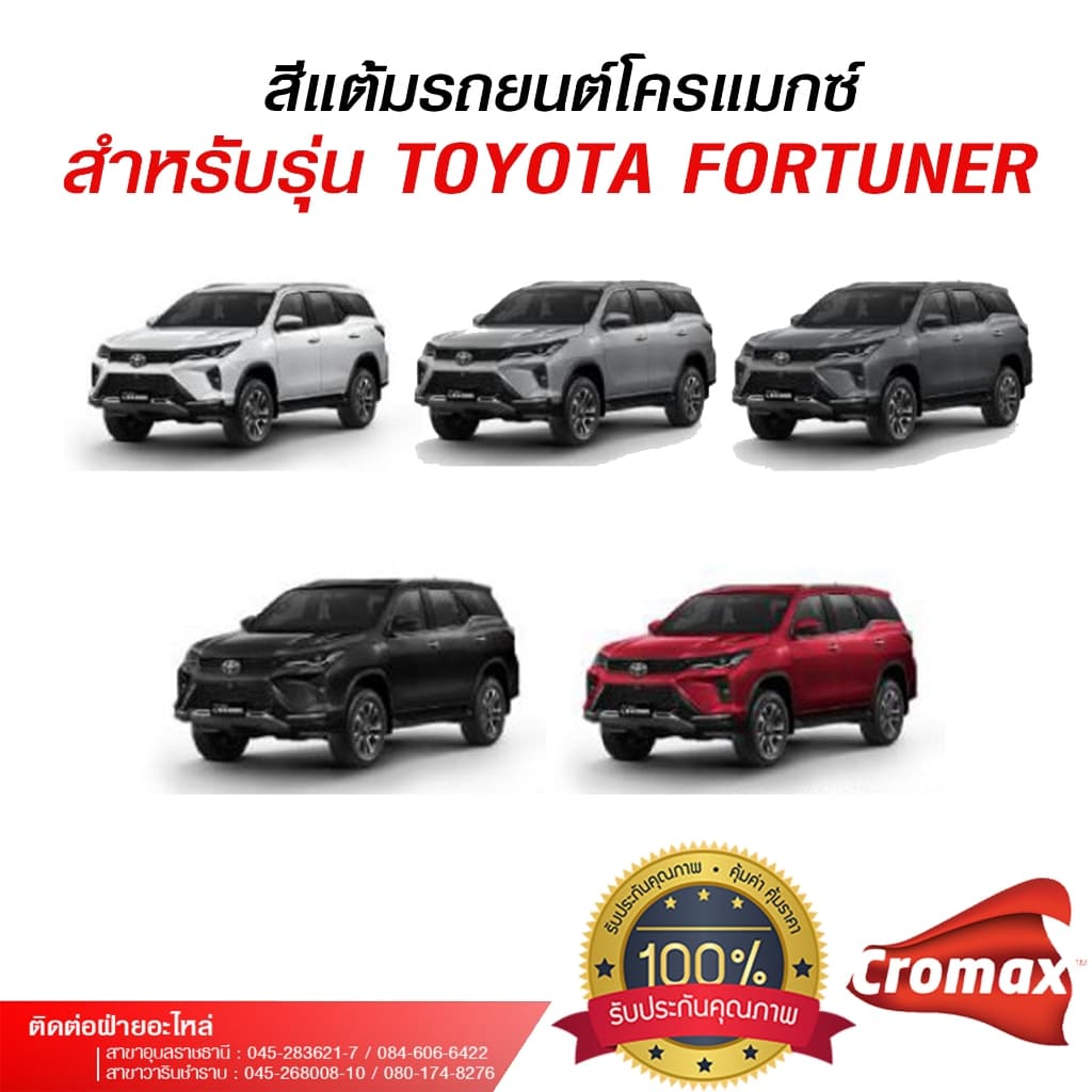 สีแต้มรถยนต์โครแมกซ์ สำหรับรถยนต์ TOYOTA Fortuner