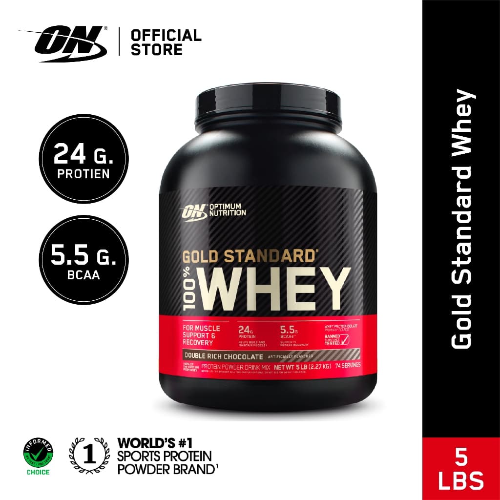 Optimum Nutrition Gold Standard Whey Protein 5 Lbs. เวย์โปรตีนไอโซเลตเป็นส่วนประกอบหลัก