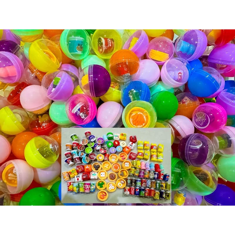 {🇹🇭พร้อมส่งในไทย🇹🇭} ไข่อาหาร🍔🍟🍕 32mm มีแบบให้สะสมมากมาย เซต10ใบ 50บาท เฉลี่ยใบละ 5 บาทเท่านั้น