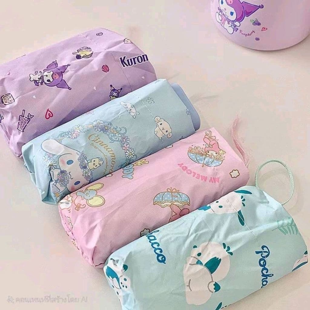 พร้อมส่งในไทยร่มพับมินิสไตล์ญี่ปุ่นSanrioพกพาสะดวกสีสันสวยสดใสน่ารักฝุด!พิเศษสั่งซื้อวันนี้แถมฟรีของพรมการ์ตูนลายน่ารักๆ