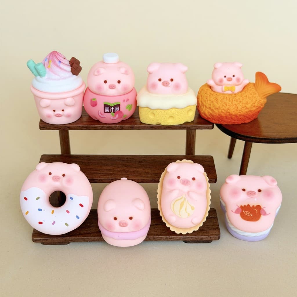 พร้อมส่ง ของตกแต่ง สะสม DIY หมูอาหาร v.3 (1 SET 8 ตัว)