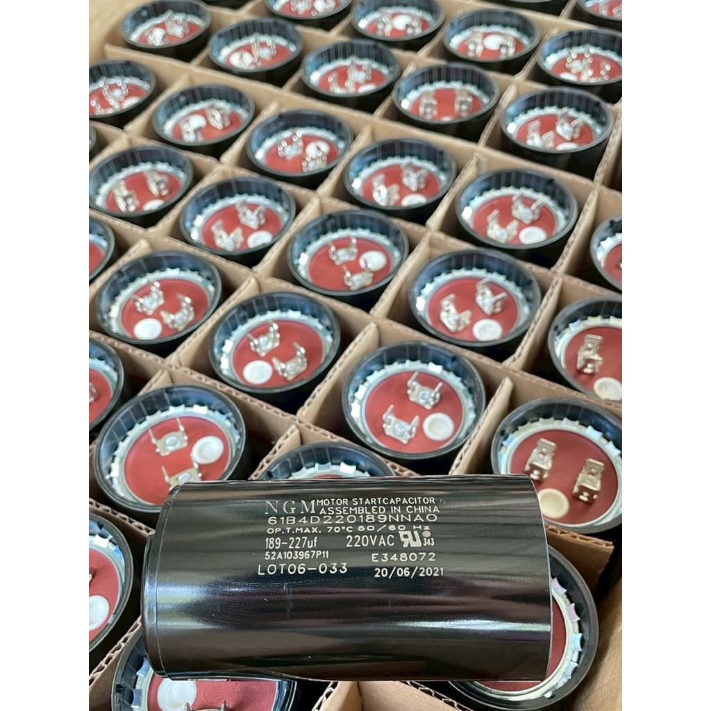 (1ชิ้น) MOTOR STARTCAPACITOR 189-227uf 220VAC 45x85mm 70C 50/60Hz แบรนด์NGM 4ขา Cสตาร์ทมอเตอร์ แคปสตาร์ท 189-227UF 220V