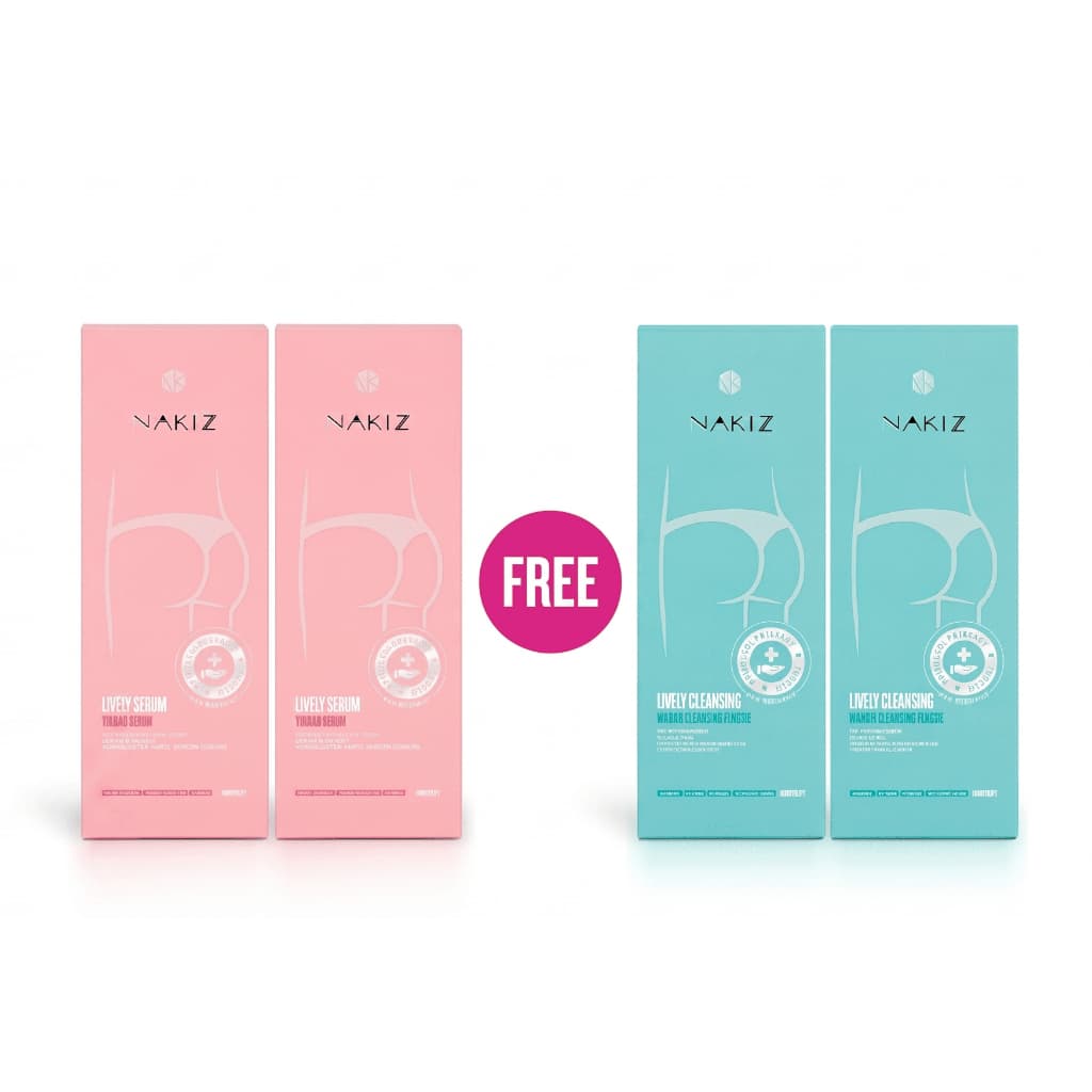 NAKIZ [2 แถม 2] - ดูแลจุดซ่อนเร้นครบ - Lively Serum + Cleansing น้องสาวมีกลิ่น มีตกขาว สีน้องคล้ำ
