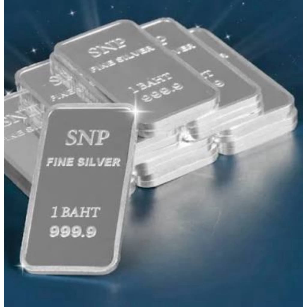 (1 บาท3ชิ้น)⚡️FLASHSALE⚡️เงินแท่ง 999.9% น้ำหนัก 1 บาท  FINE SILVER 999.9% (ขายคืนทางร้านได้)
