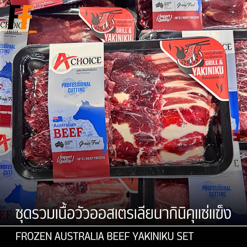 ชุดรวมเนื้อวัวออสเตรเลียยากินิคุแช่แข็ง ตราเอชอยซ์ 450 กรัม | FROZEN AUSTRALIA BEEF YAKINIKU SET