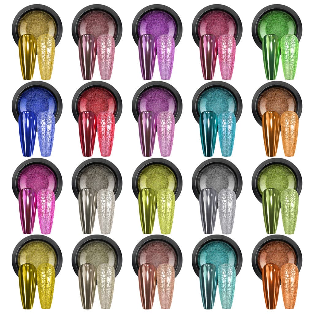 ผงกระจกเล็บเงาสวย 20สี ผงทำเล็บโลหะสุดหรู ทำเล็บสไตล์เกาหลี